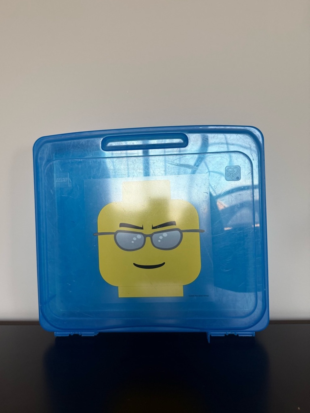 LEGO | Project Case, Trans-Dark Blue with Minifigure Head with Silver Sunglasses